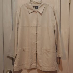 Tan beige cream light weight jacket top coat shirt fashionable Lizsport L